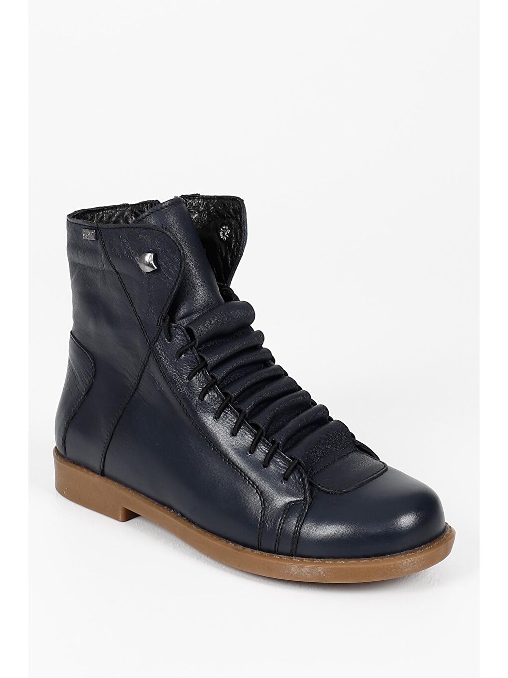 Lacivert LACİVERT  Hakiki Deri Yuvarlak Burun Kauçuk Taban Bağcıklı Kadın Günlük Bot 52472-4