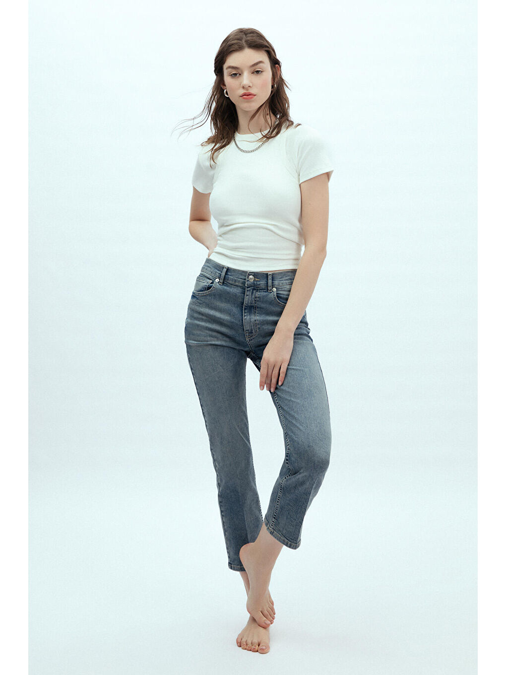 Bootcut Fit Denim Pantolon Mavi