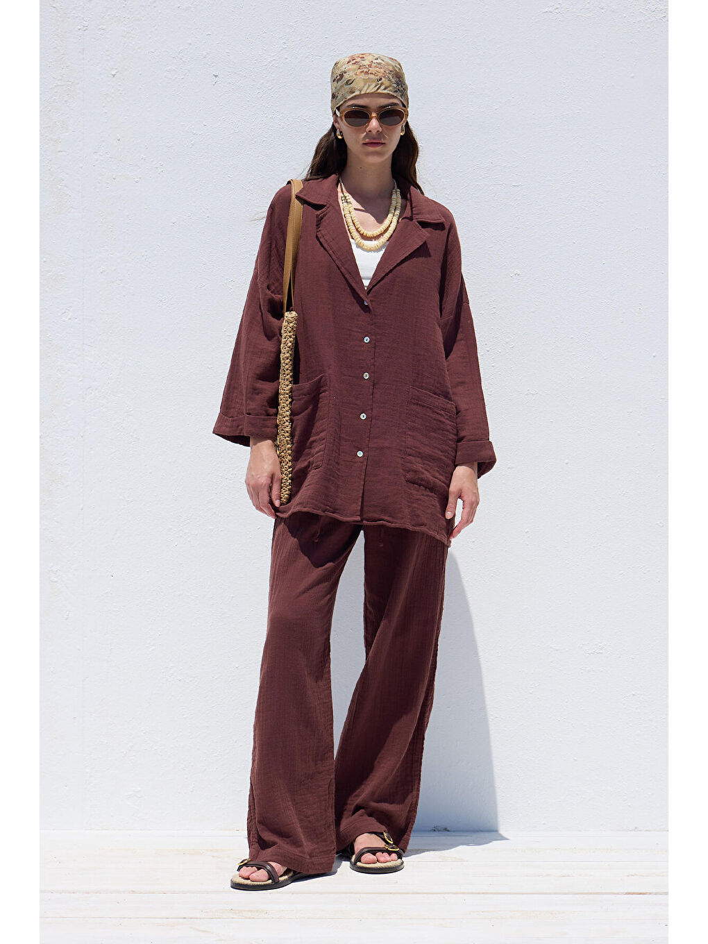 Müslin Rahat Pantolon Bordo-1