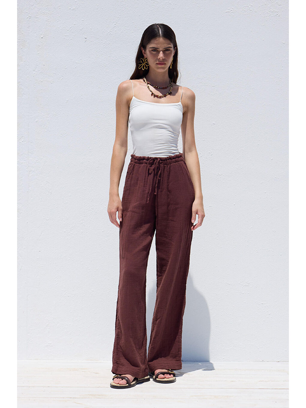Müslin Rahat Pantolon Bordo-2