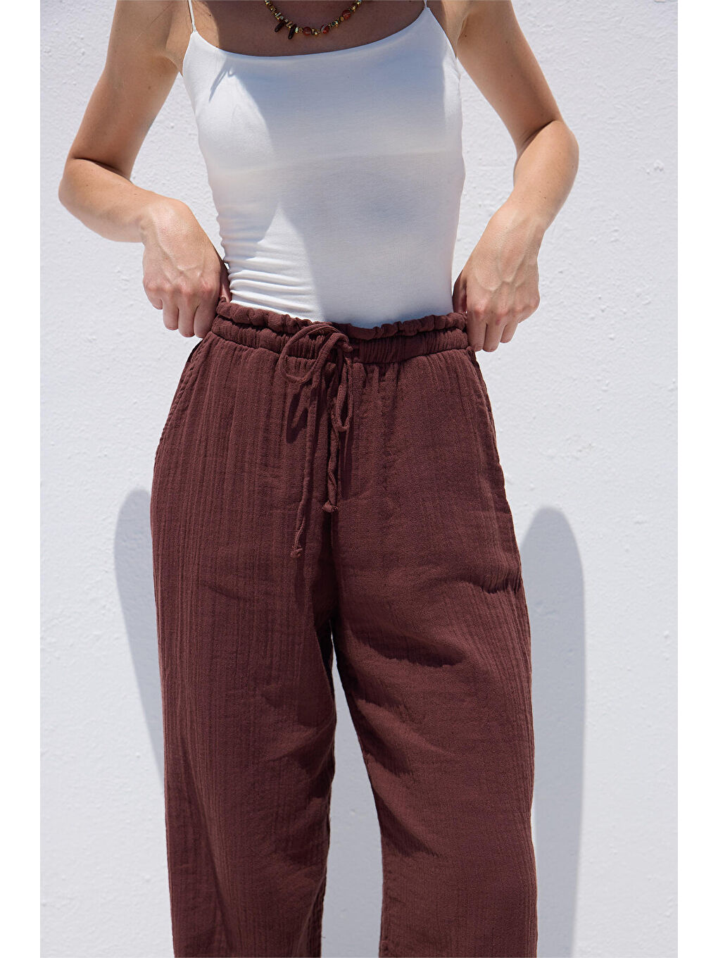Müslin Rahat Pantolon Bordo-3