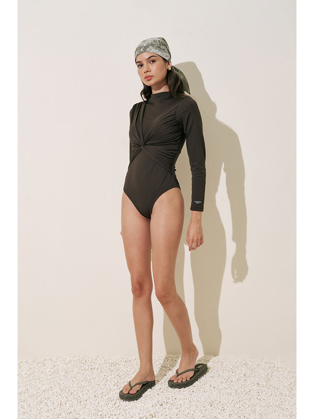 Düğüm Detaylı Surf Mayo Kahverengi-2