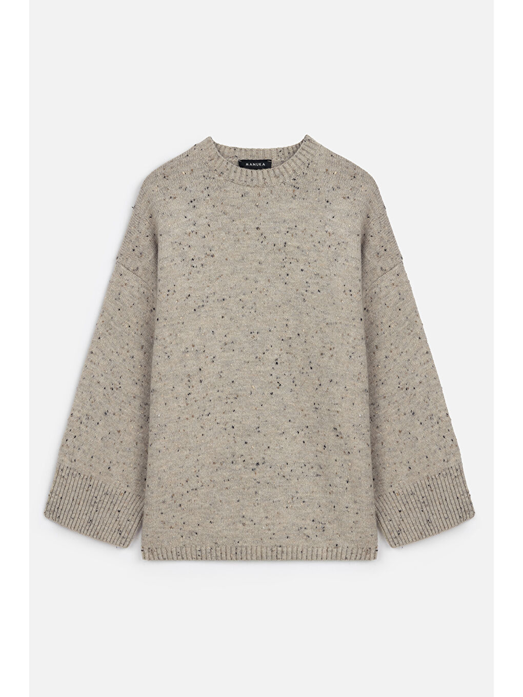 Geniş Kol Triko Kazak Bej-3