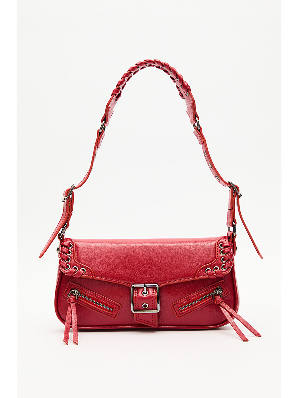 Toka Detaylı Omuz Çantası Kırmızı-2