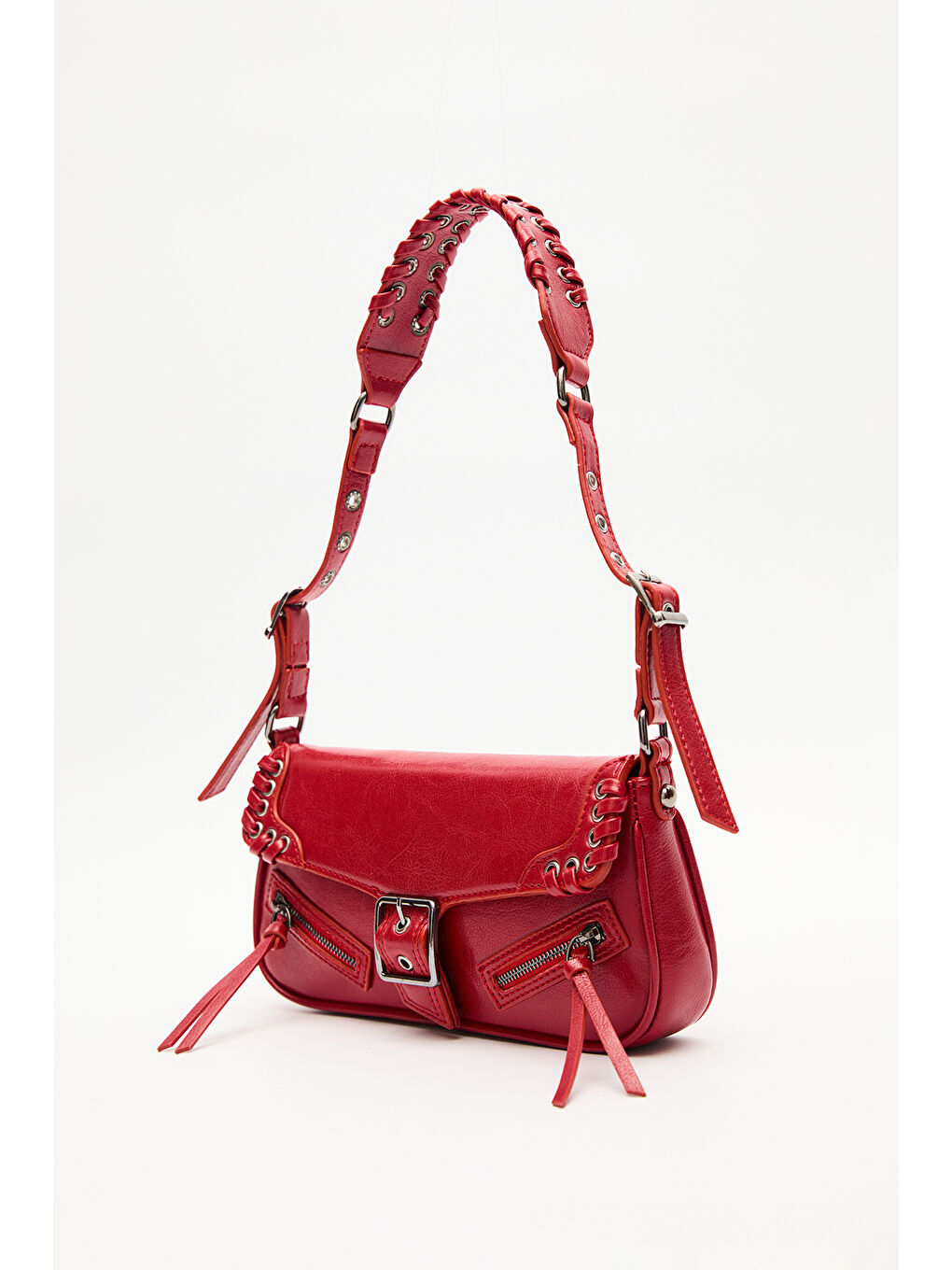 Toka Detaylı Omuz Çantası Kırmızı-3