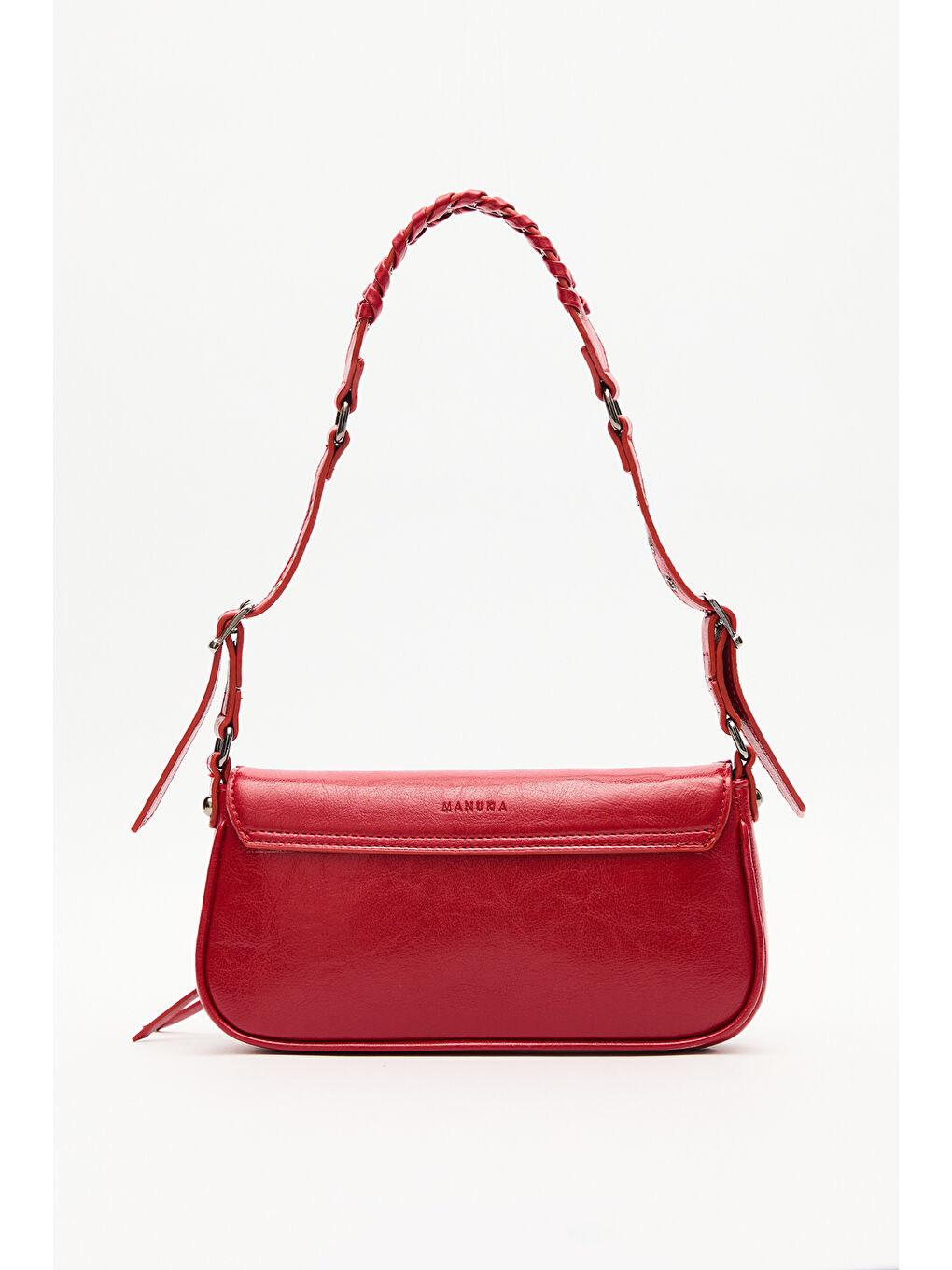 Toka Detaylı Omuz Çantası Kırmızı-6