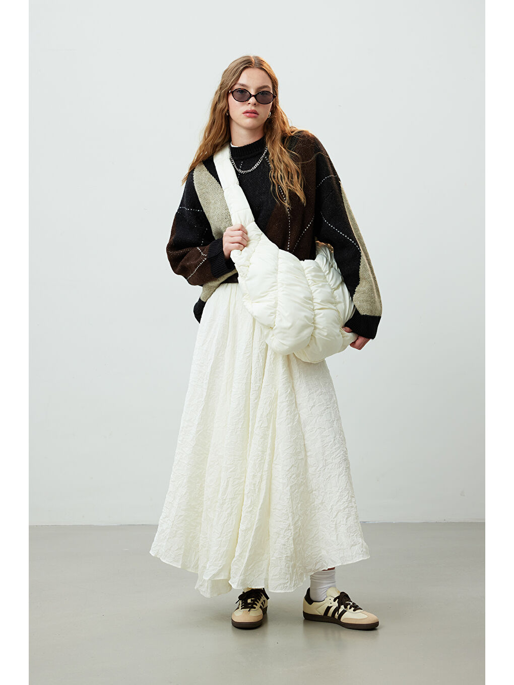 Crush Efekli Premium Etek Crush Efekli Premium Etek Ekru