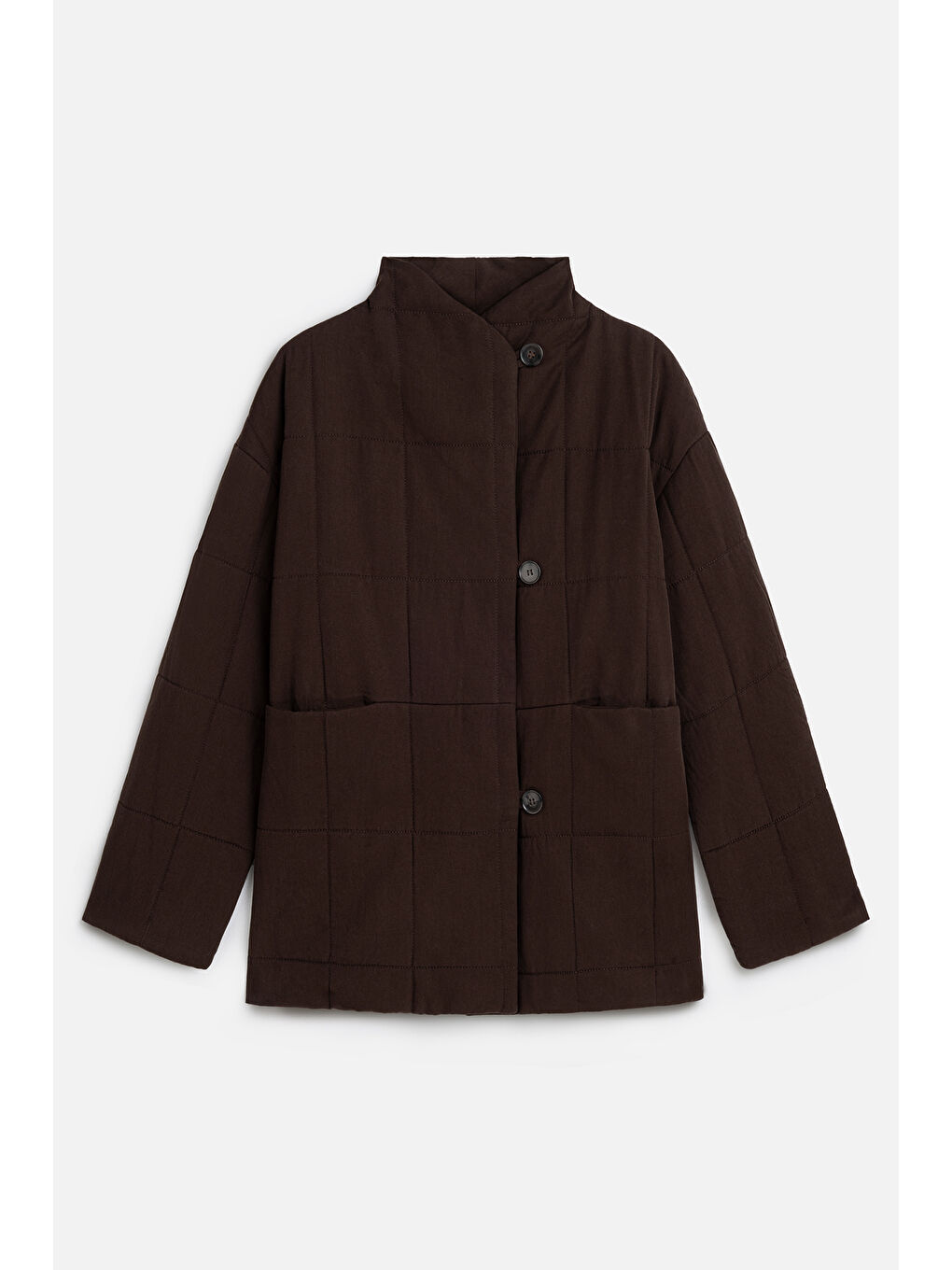 Yüksek Yaka Kapitone Mont Kahverengi-1