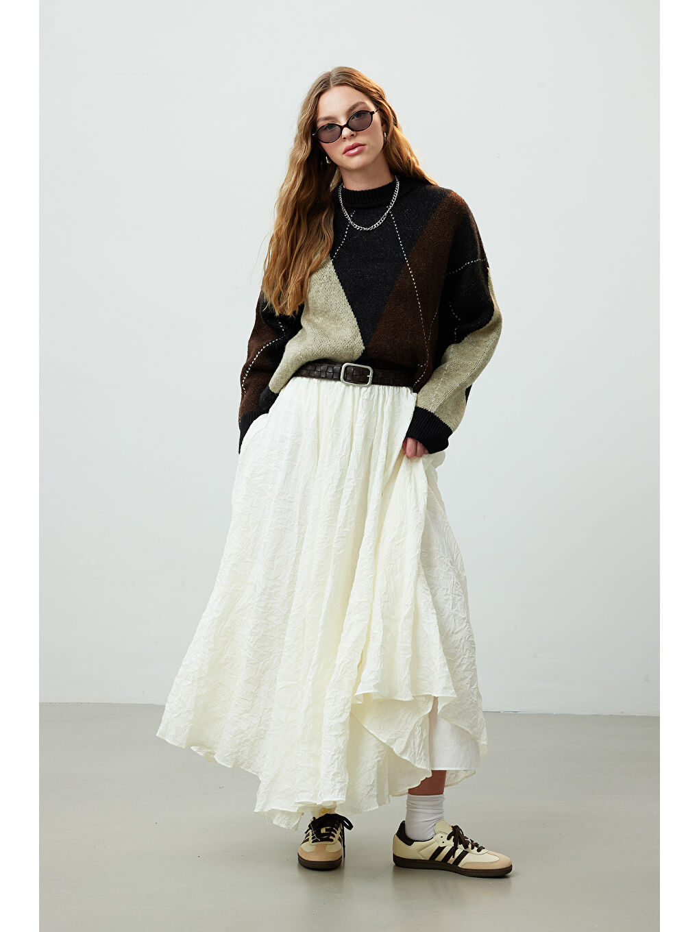 Crush Efekli Premium Etek Crush Efekli Premium Etek Ekru-2