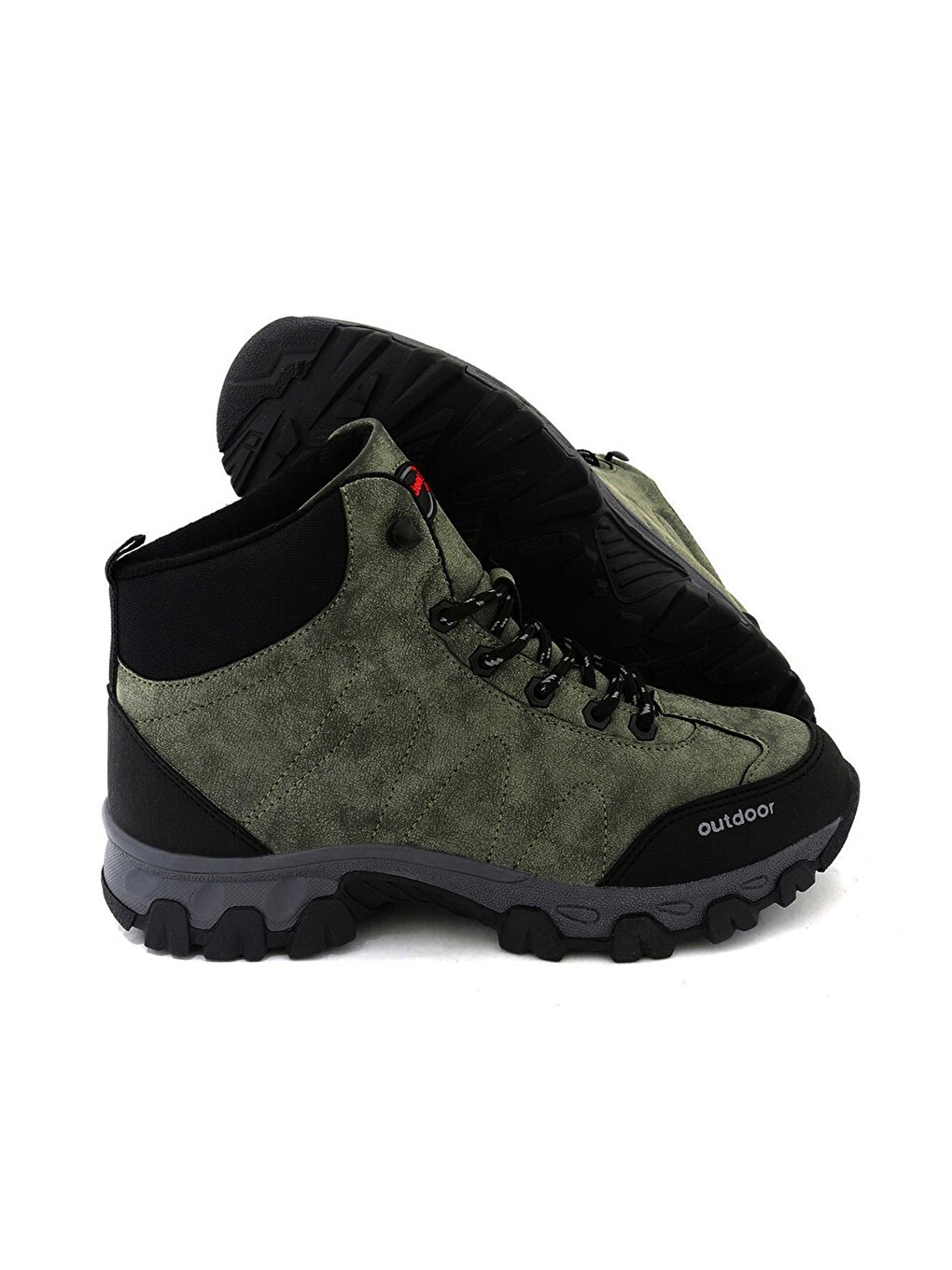 Haki Yuvarlak Burunlu Bağcıklı Erkek Trekking Bot-2