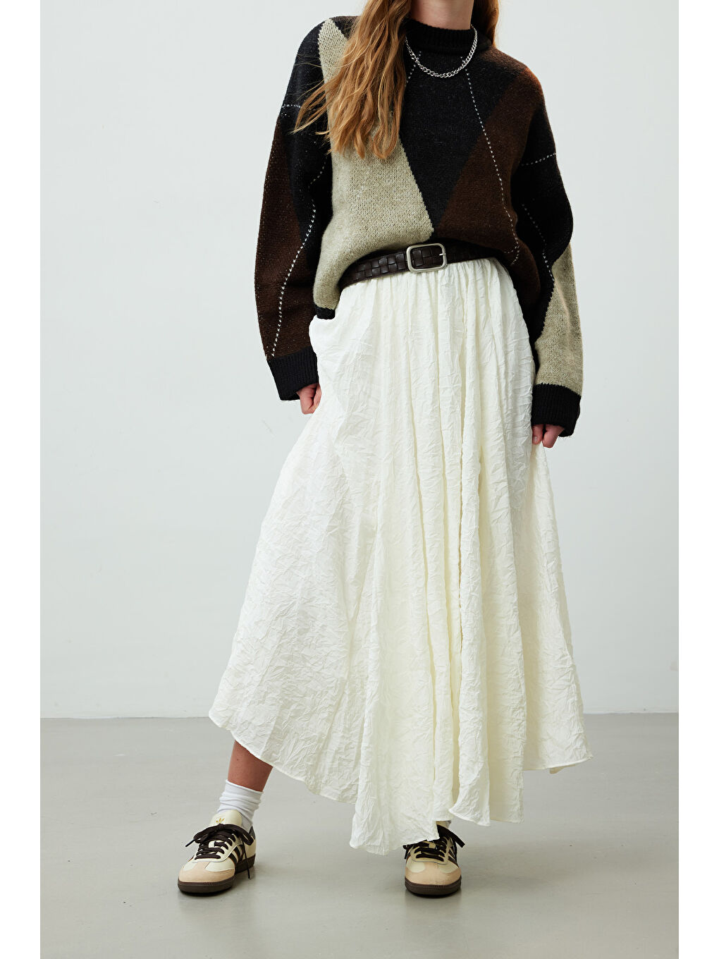 Crush Efekli Premium Etek Crush Efekli Premium Etek Ekru-4