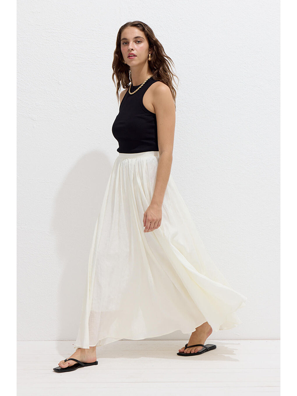Crush Efekli Premium Etek Crush Efekli Premium Etek Ekru-6