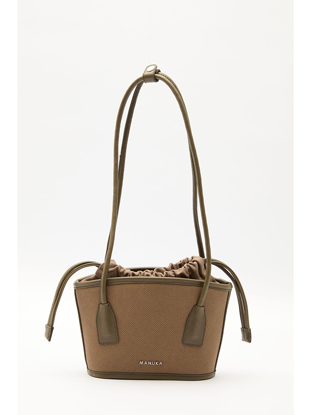 Kanvas Mini Kova Çanta Kahverengi-3