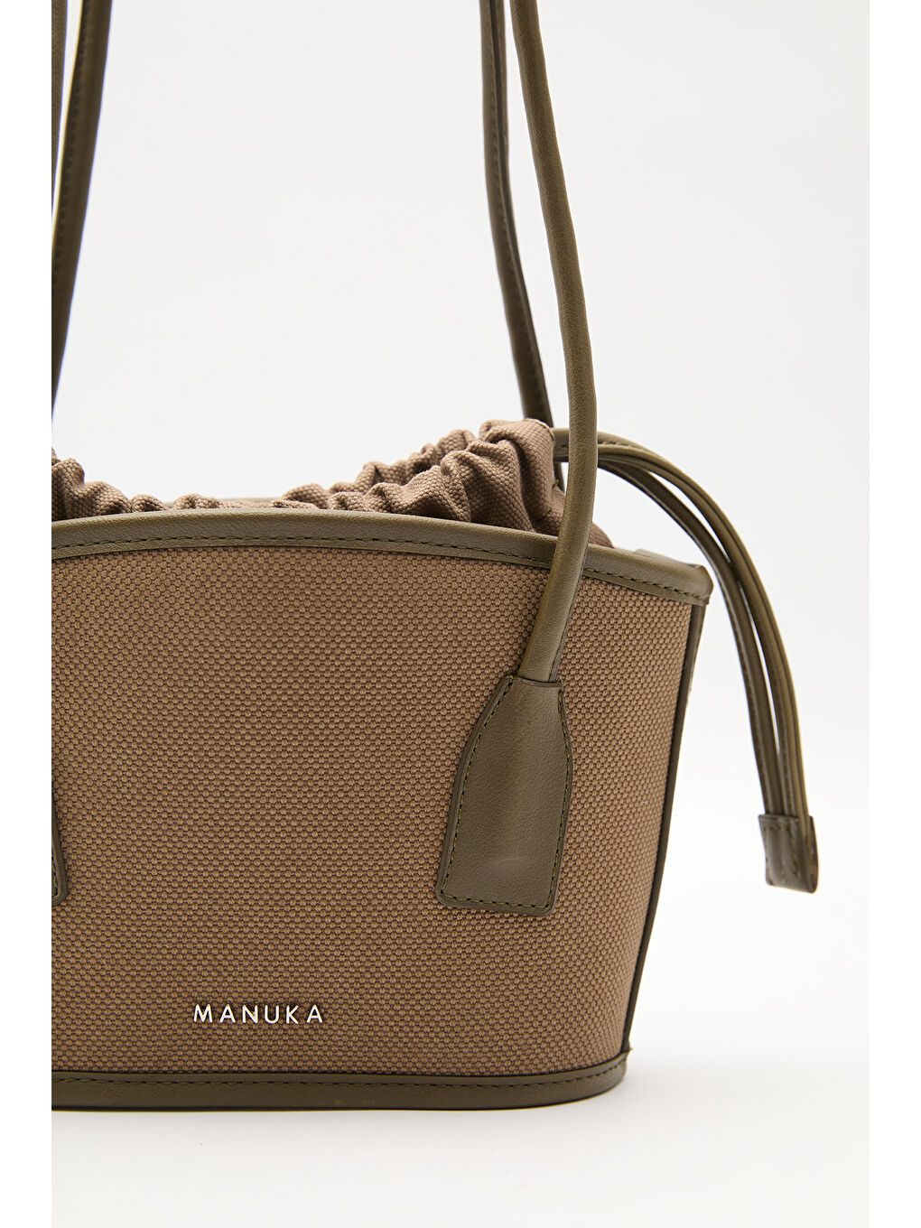 Kanvas Mini Kova Çanta Kahverengi-4