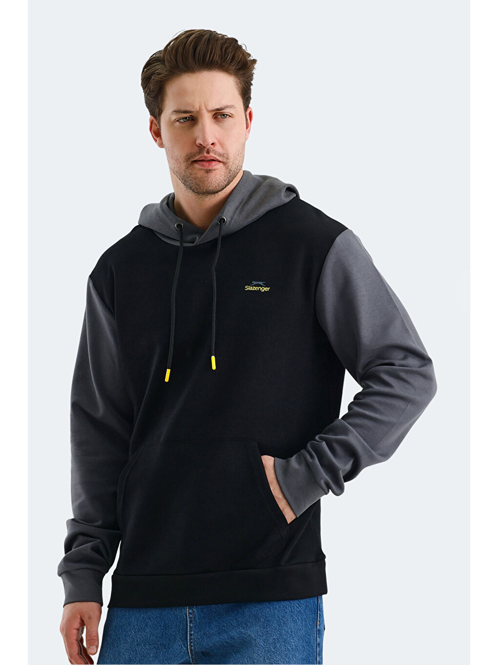 VIOLA  Erkek Hoodie Siyah / Gri-3