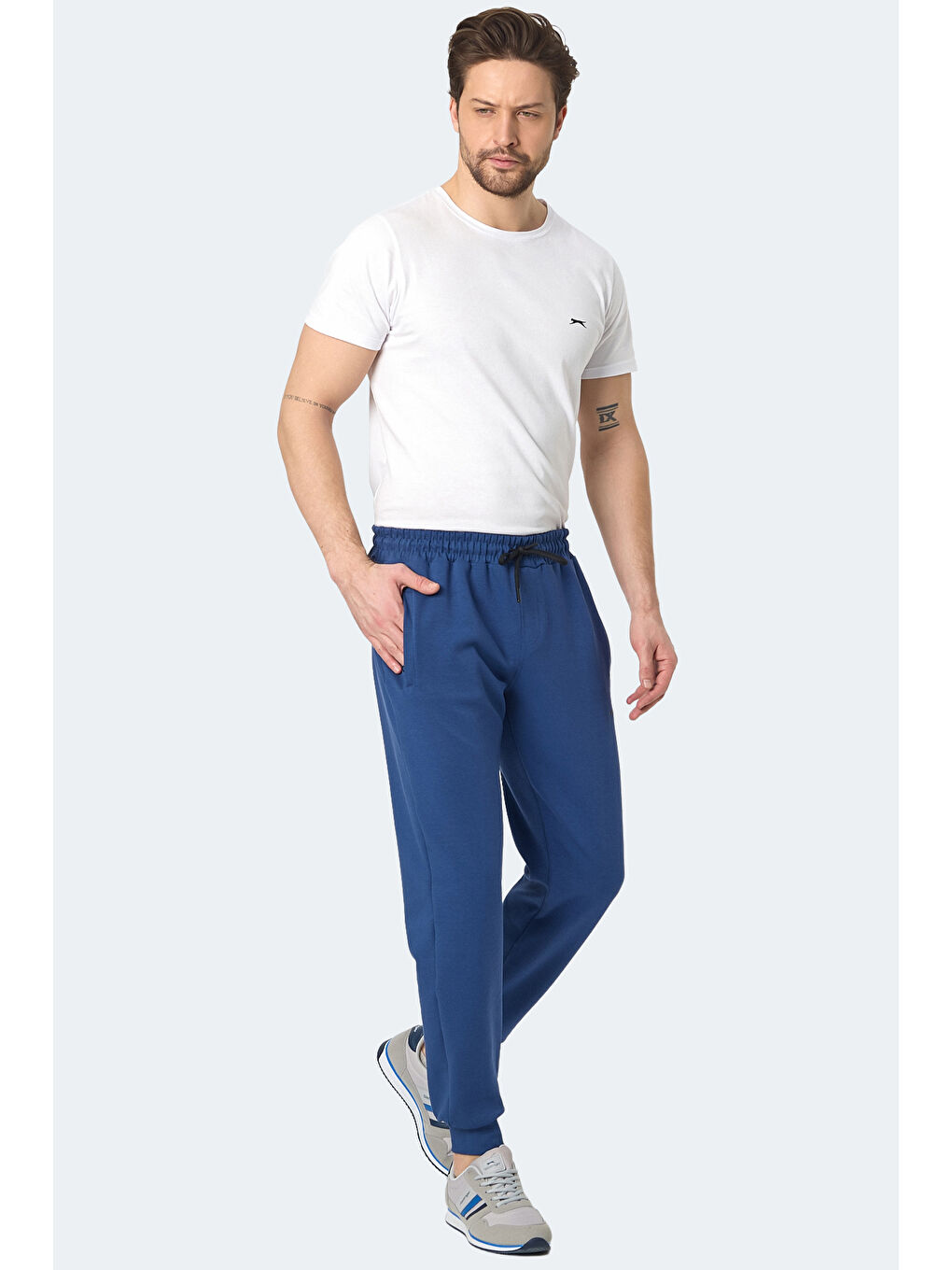 İndigo KIWI IN Erkek Fermuar Cepli Dar Paça Indigo Eşofman Altı-6