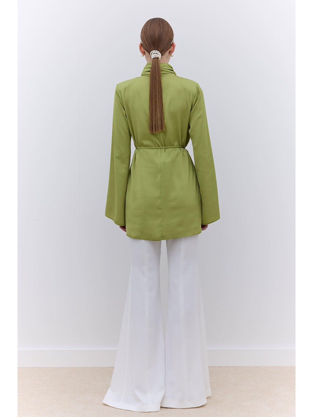 Saten Geniş Kol Tunik Yeşil-3