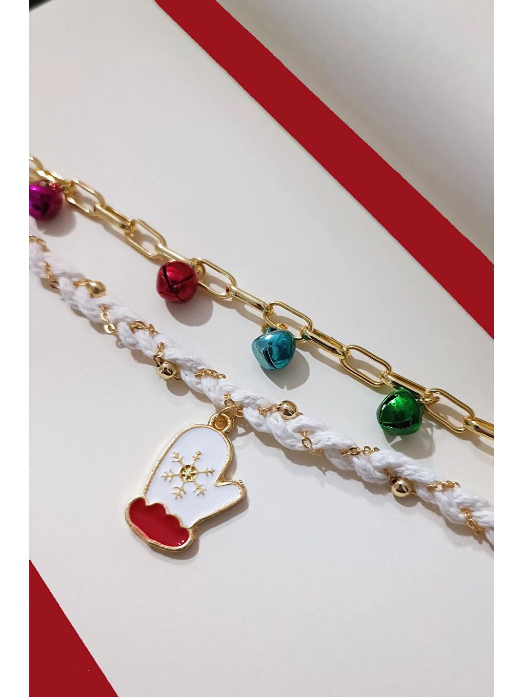 Beyaz Yılbaşı Puravida Örgü Bileklik-2