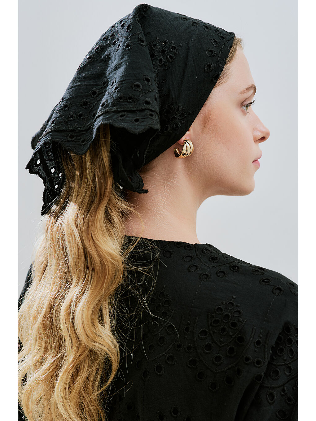 Brode Düğmeli Elbise Siyah-5