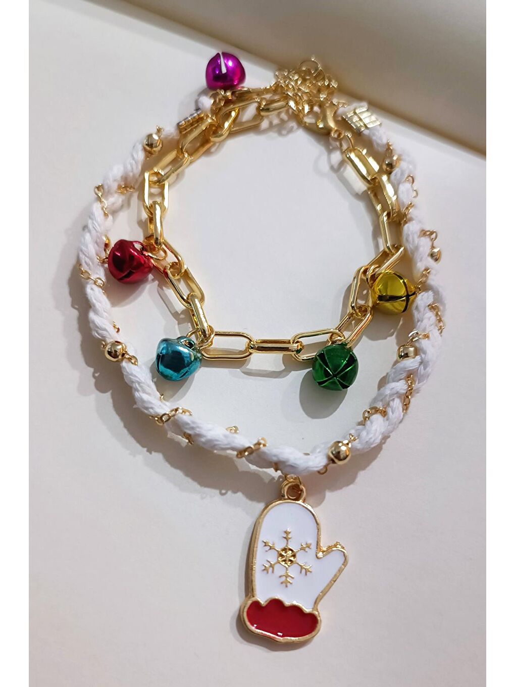 Beyaz Yılbaşı Puravida Örgü Bileklik-3