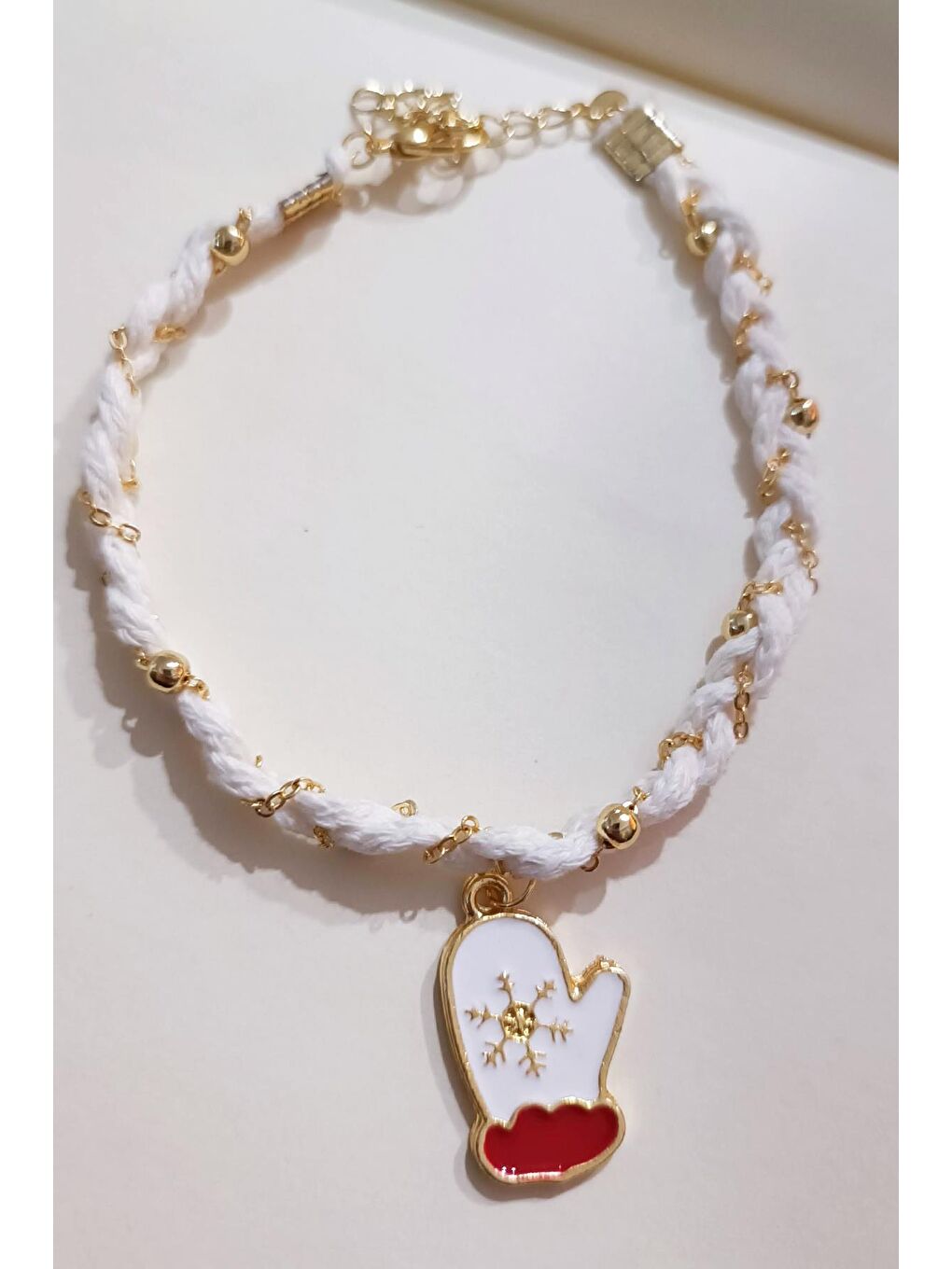 Beyaz Yılbaşı Puravida Örgü Bileklik-5