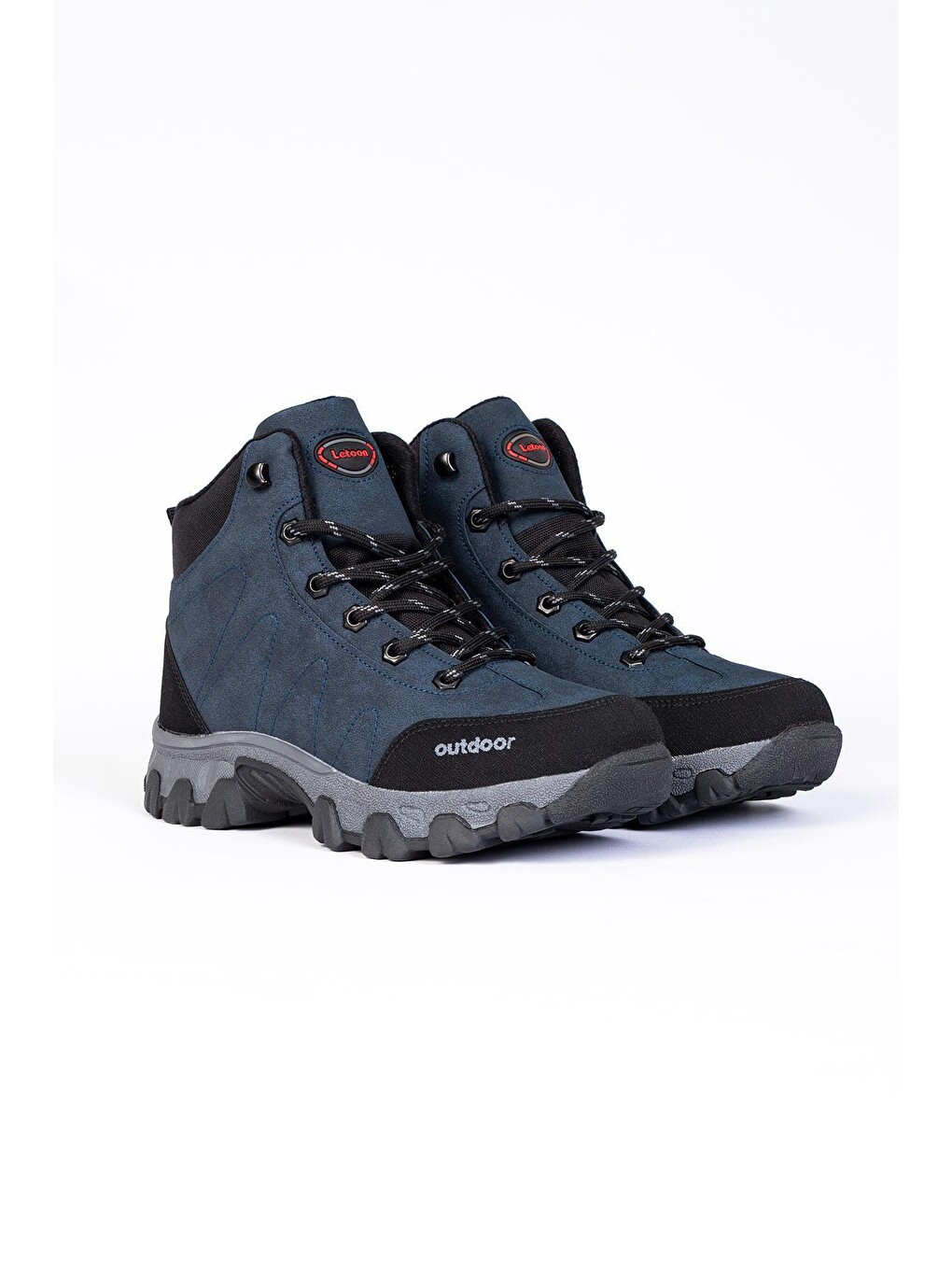 Lacivert Yuvarlak Burunlu Bağcıklı Erkek Trekking Bot-2