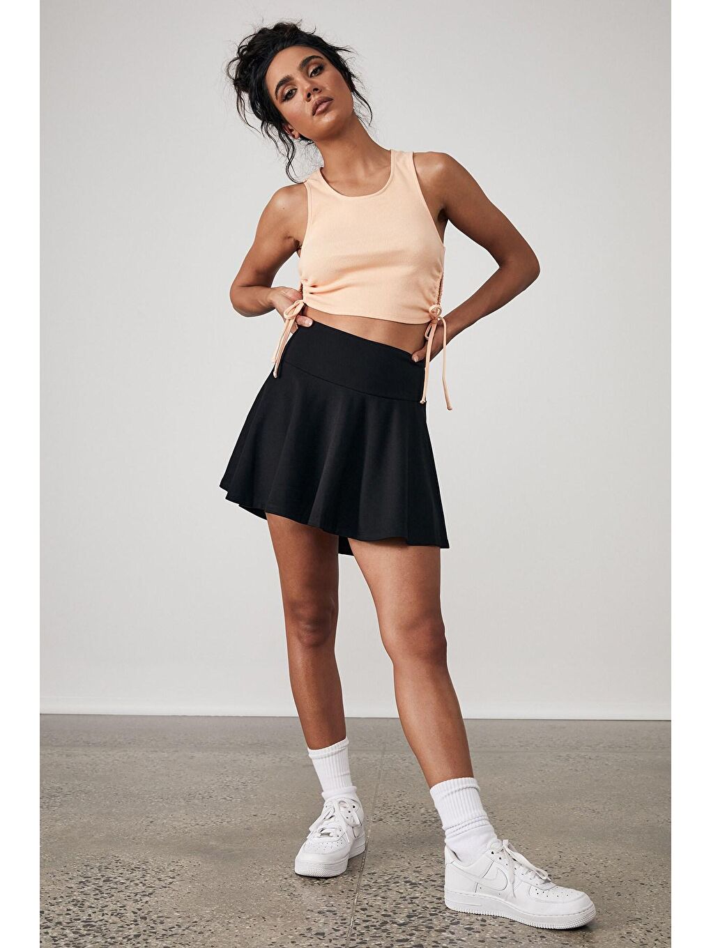 Kadın Siyah Basic Kısa Tenis Etek Mg1456