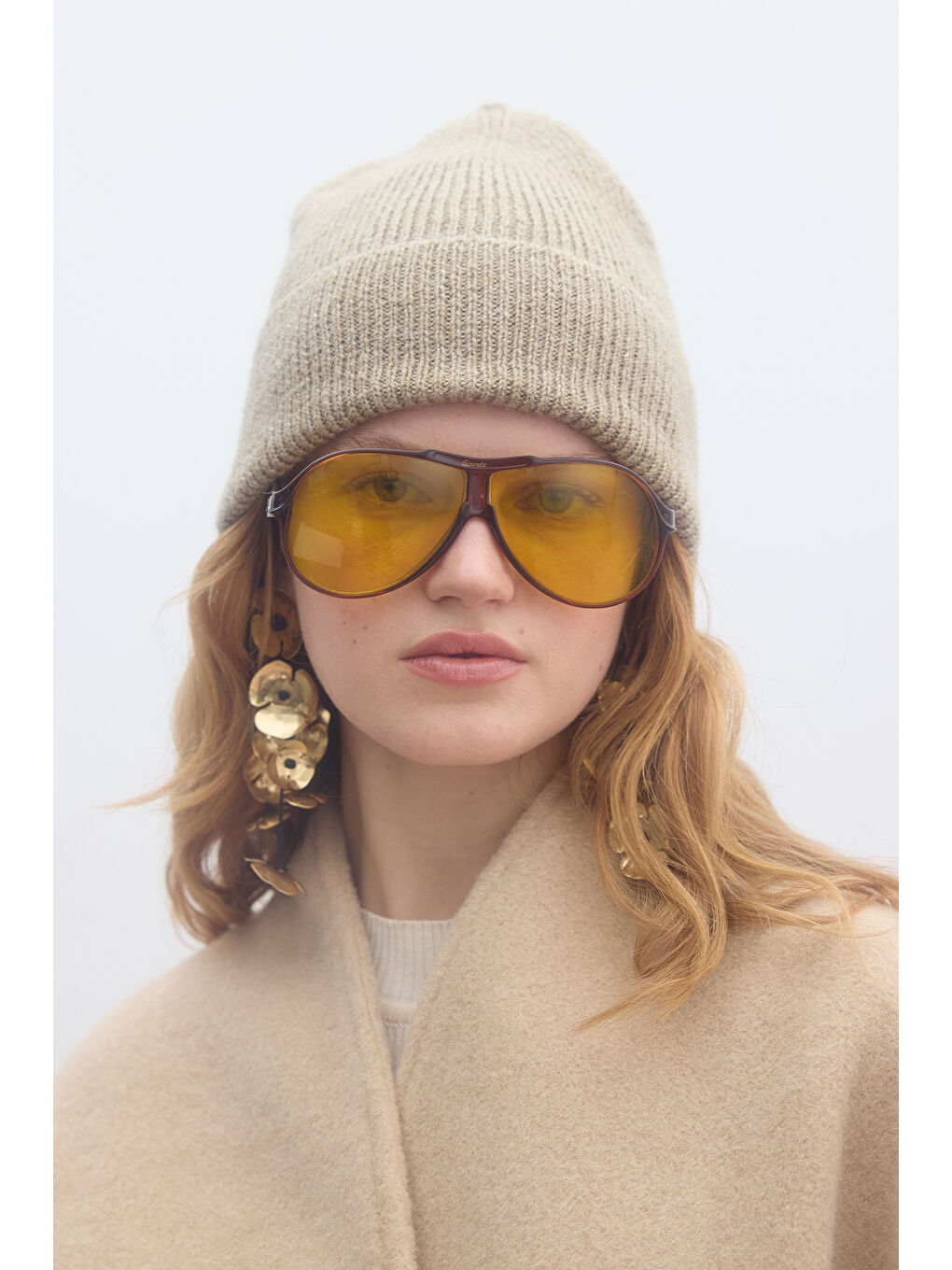 Bej Fitilli Örgü Bere Vizon-1