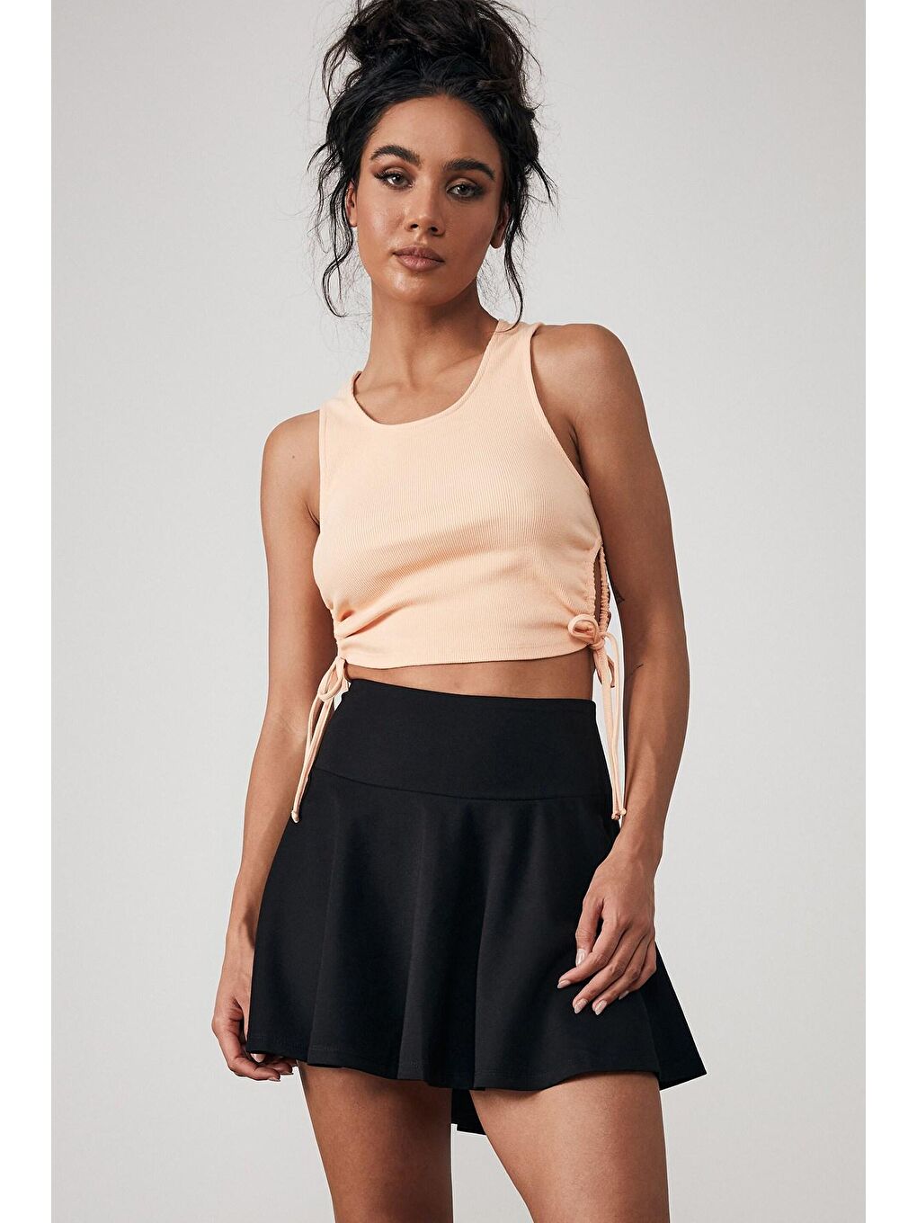 Kadın Siyah Basic Kısa Tenis Etek Mg1456-1