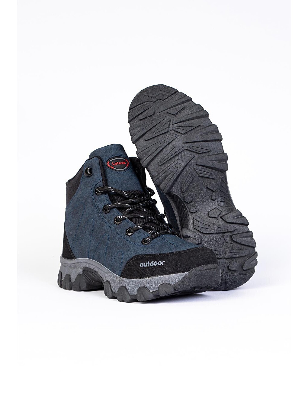 Lacivert Yuvarlak Burunlu Bağcıklı Erkek Trekking Bot-4