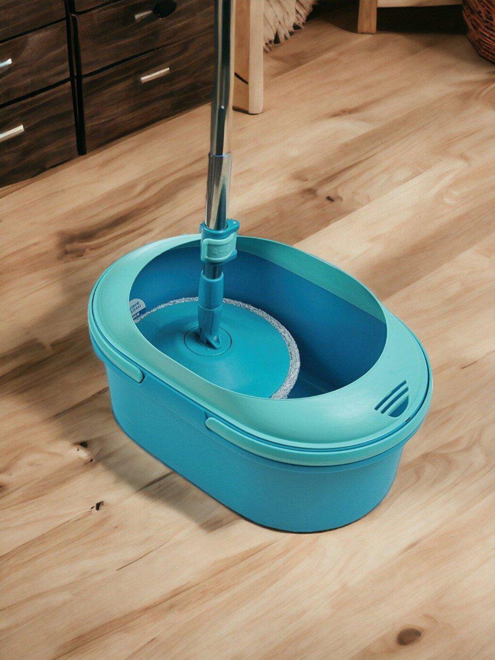 Motek Açık Mavi Mt-50 Islak Kuru Su Sıçrama Önleyicili Turbo Disk Mop Set - 1