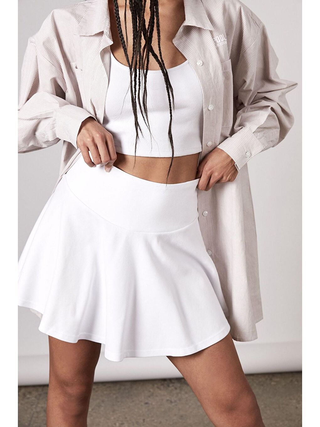 Kadın Beyaz Basic Kısa Tenis Etek Mg1456