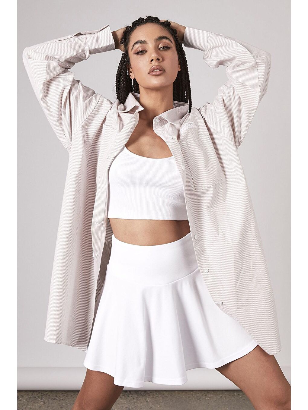 Kadın Beyaz Basic Kısa Tenis Etek Mg1456-1