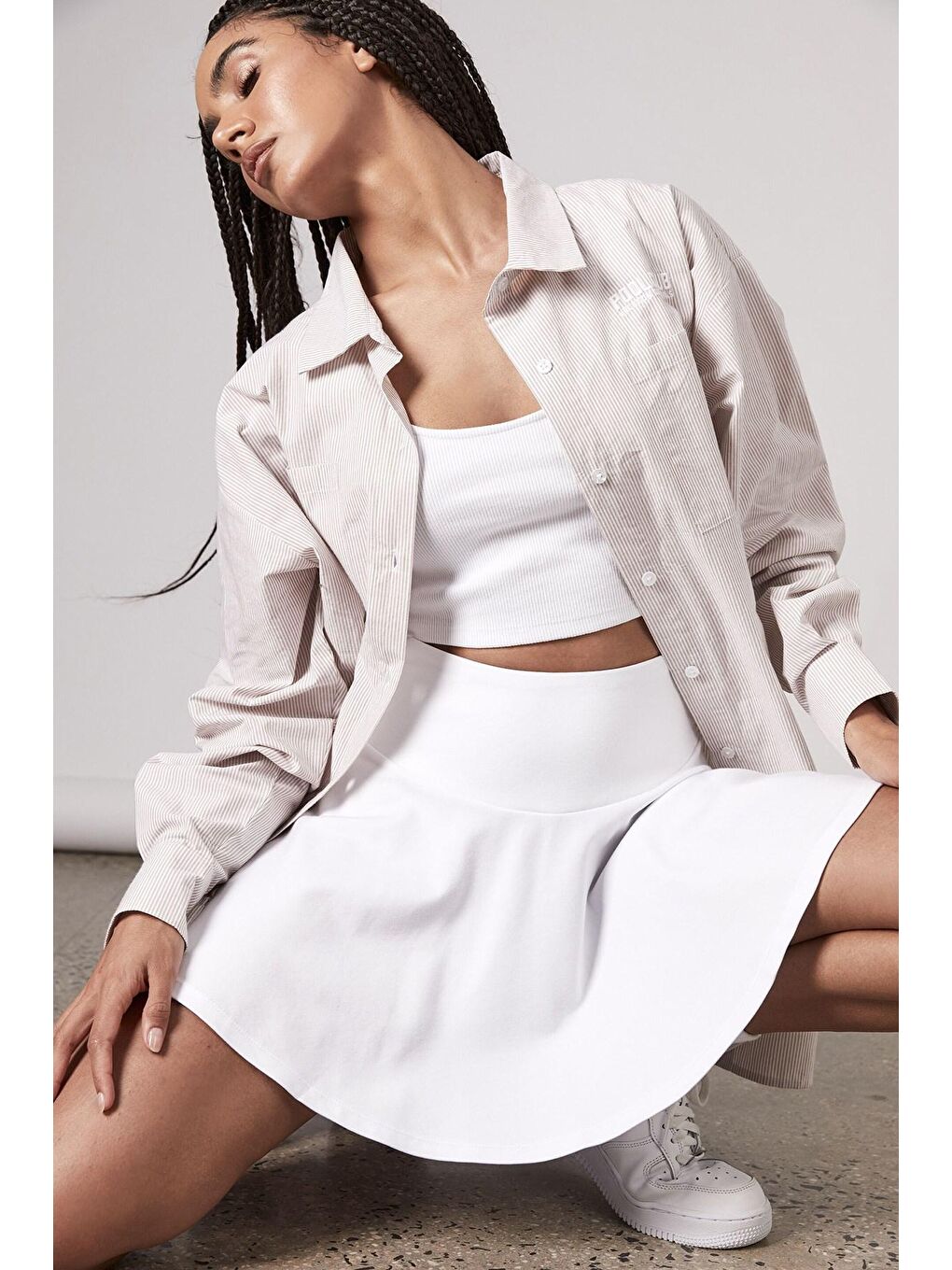 Kadın Beyaz Basic Kısa Tenis Etek Mg1456-2