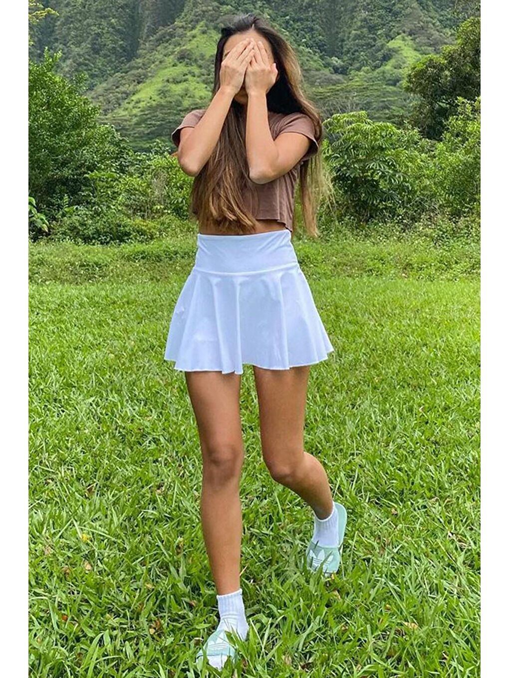 Kadın Beyaz Basic Kısa Pileli Tenis Etek Mg1457