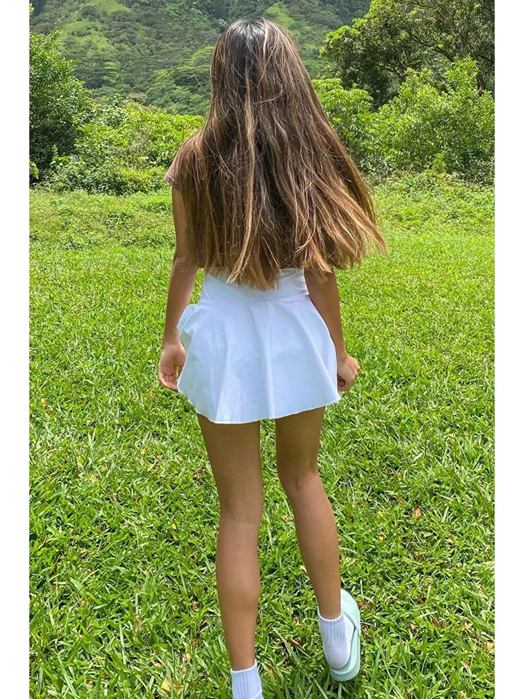 Kadın Beyaz Basic Kısa Pileli Tenis Etek Mg1457-2