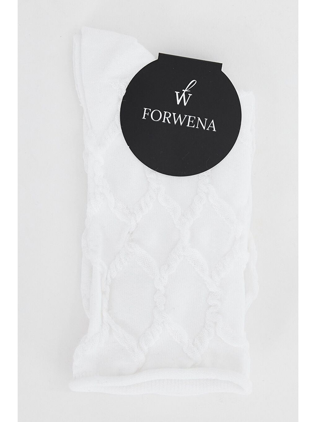 Beyaz Kabartma Örgü Desenli Modal Lastiksiz Dikişsiz Kadın Soket Çorap 36-41-3