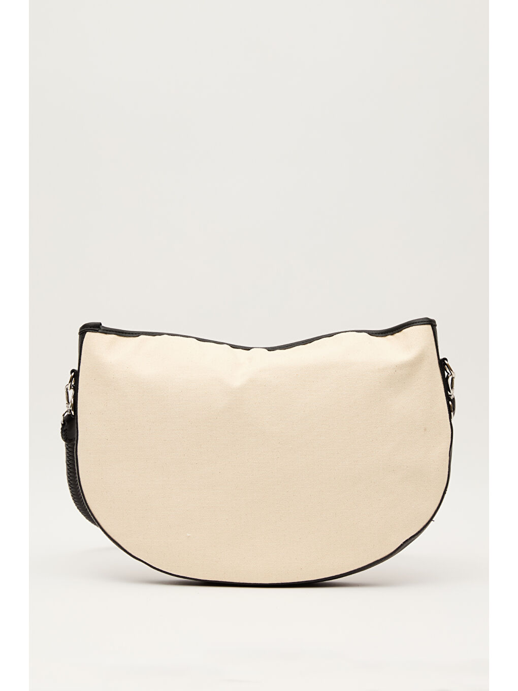 Naturel Kanvas Oval Büyük Çanta Siyah-7