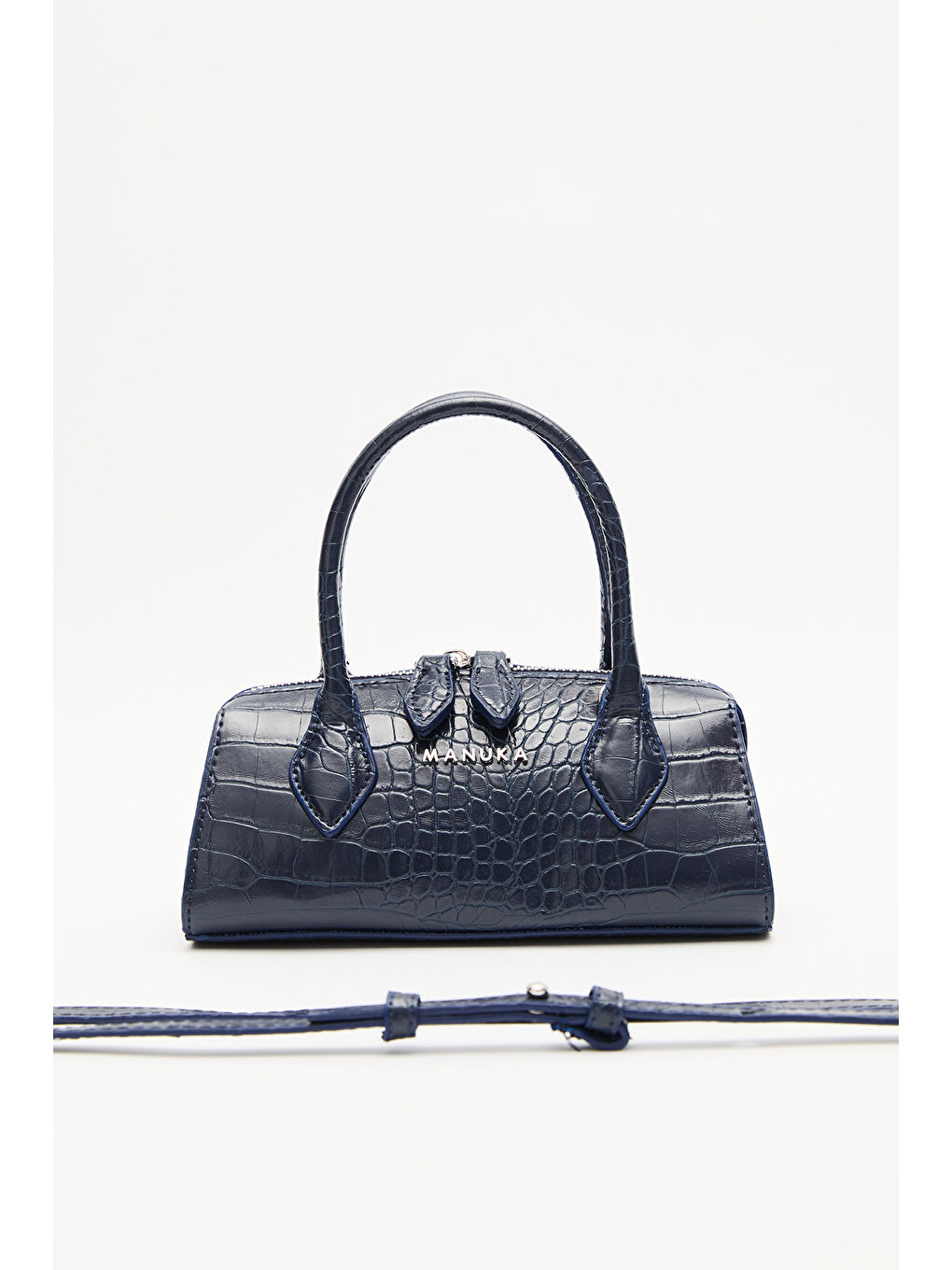 Dokulu Deri Mini Çanta Lacivert-1