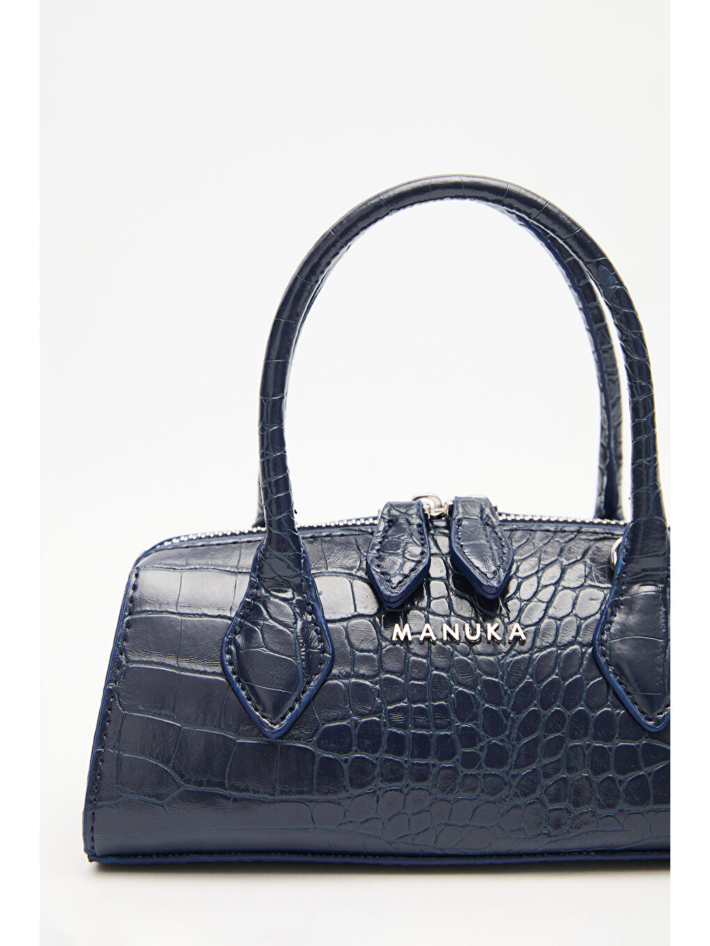 Dokulu Deri Mini Çanta Lacivert-3