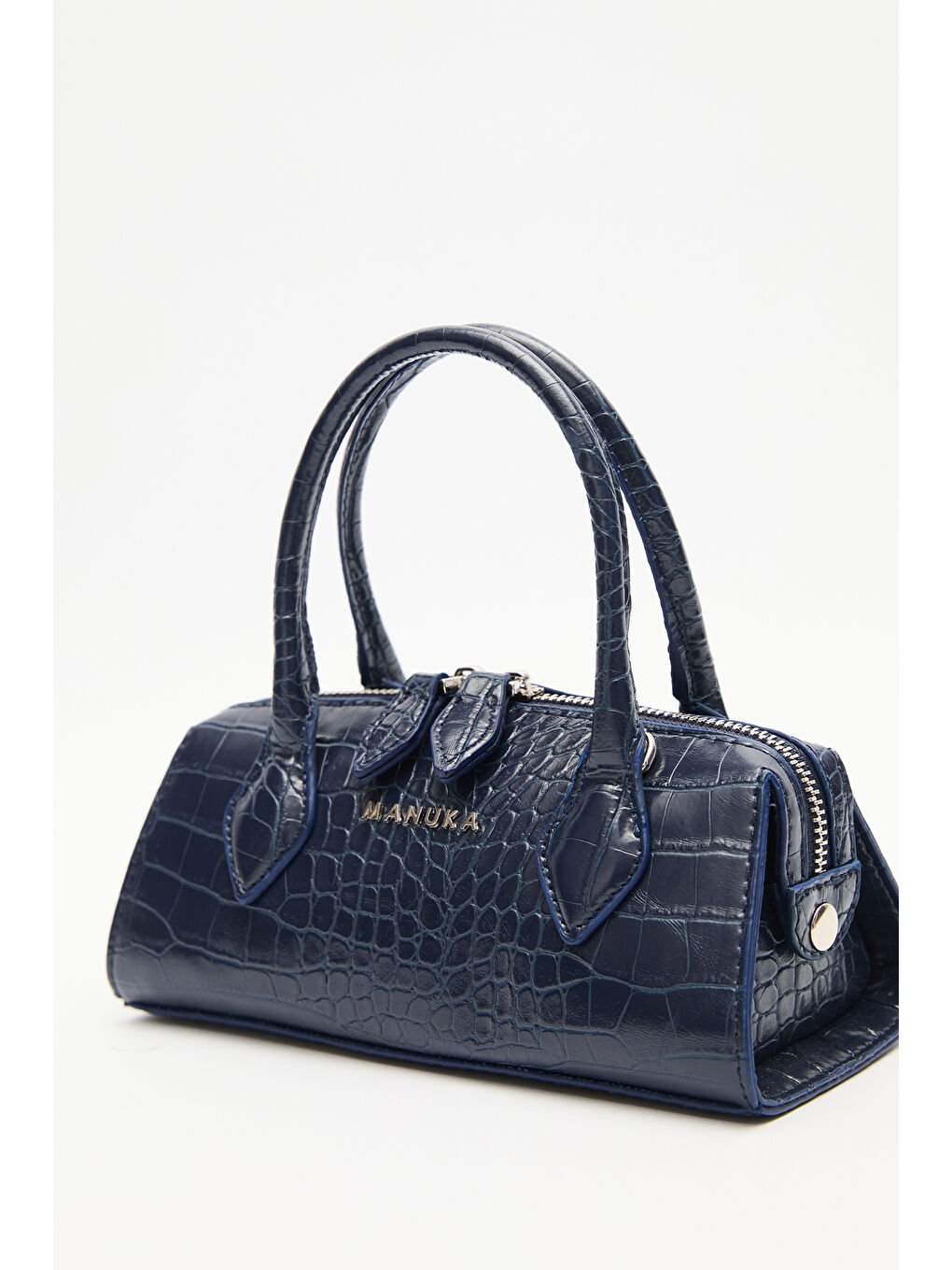 Dokulu Deri Mini Çanta Lacivert-4