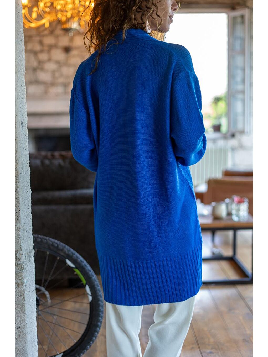 Mavi Kadın Saks Çift Cepli Hırka GK-CCK74000-1