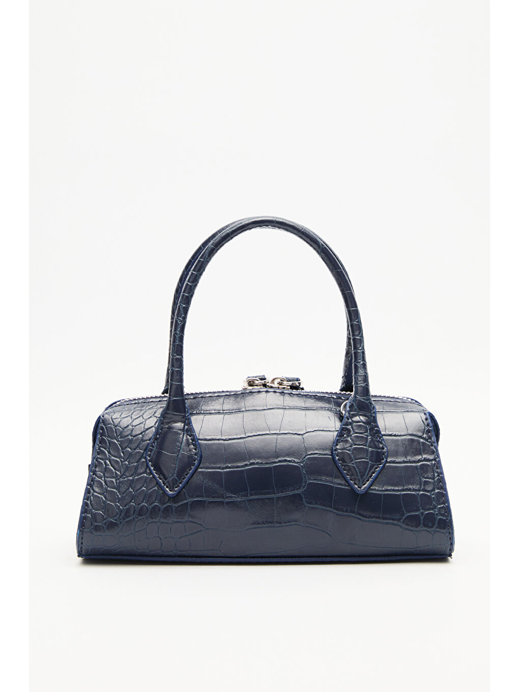 Dokulu Deri Mini Çanta Lacivert-6