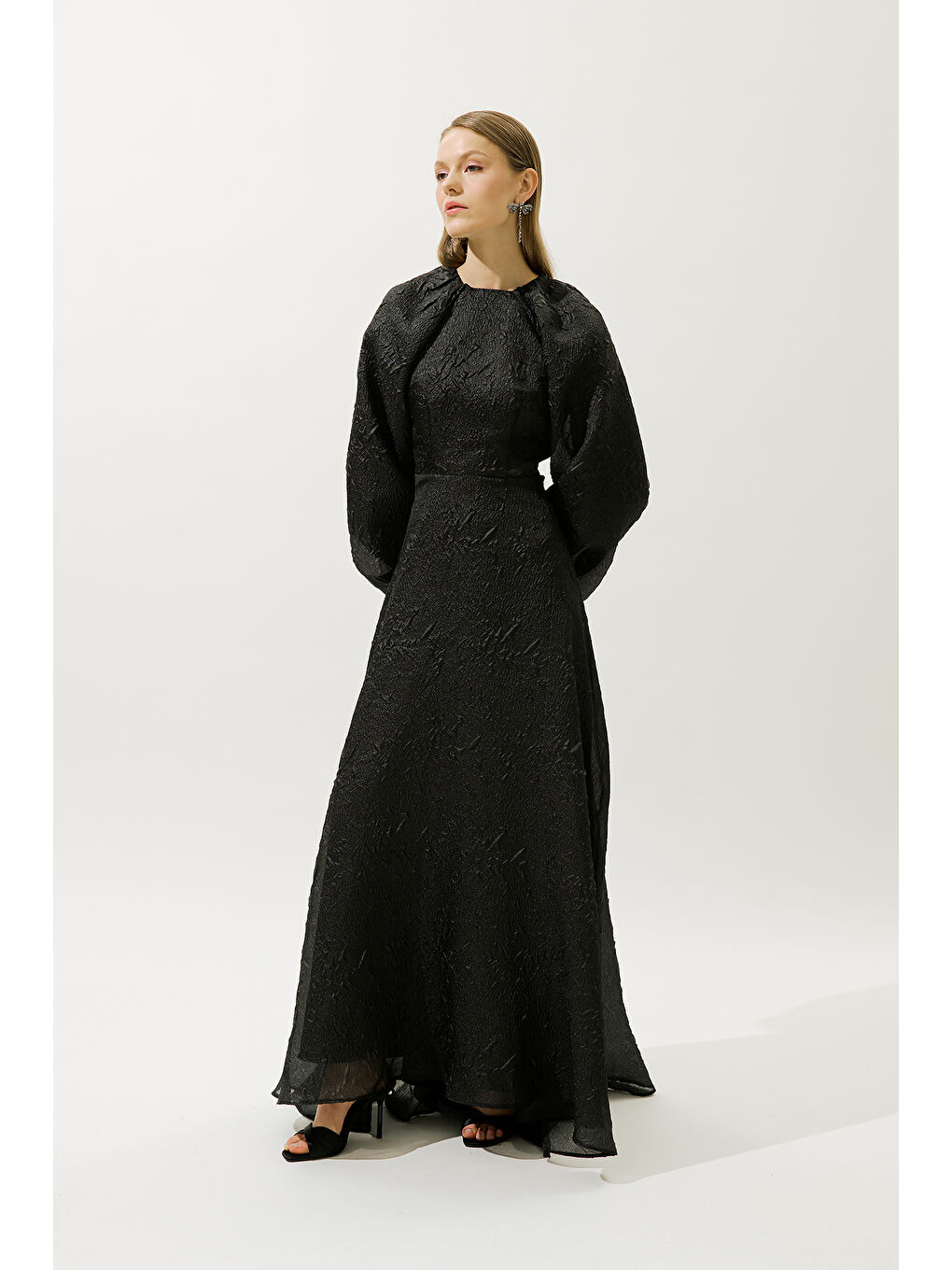 Jakar Organze Abiye Elbise Siyah-1