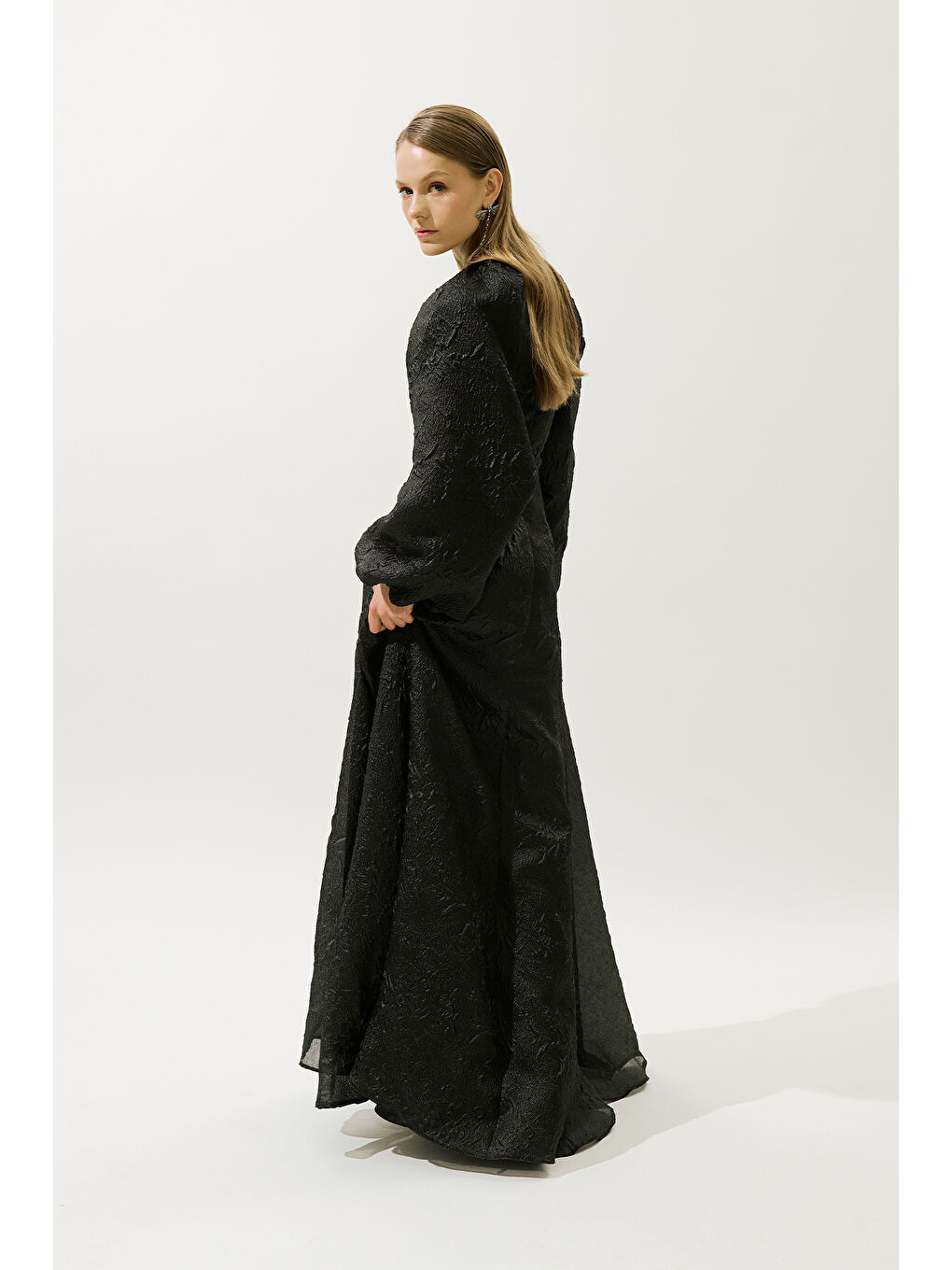 Jakar Organze Abiye Elbise Siyah-4