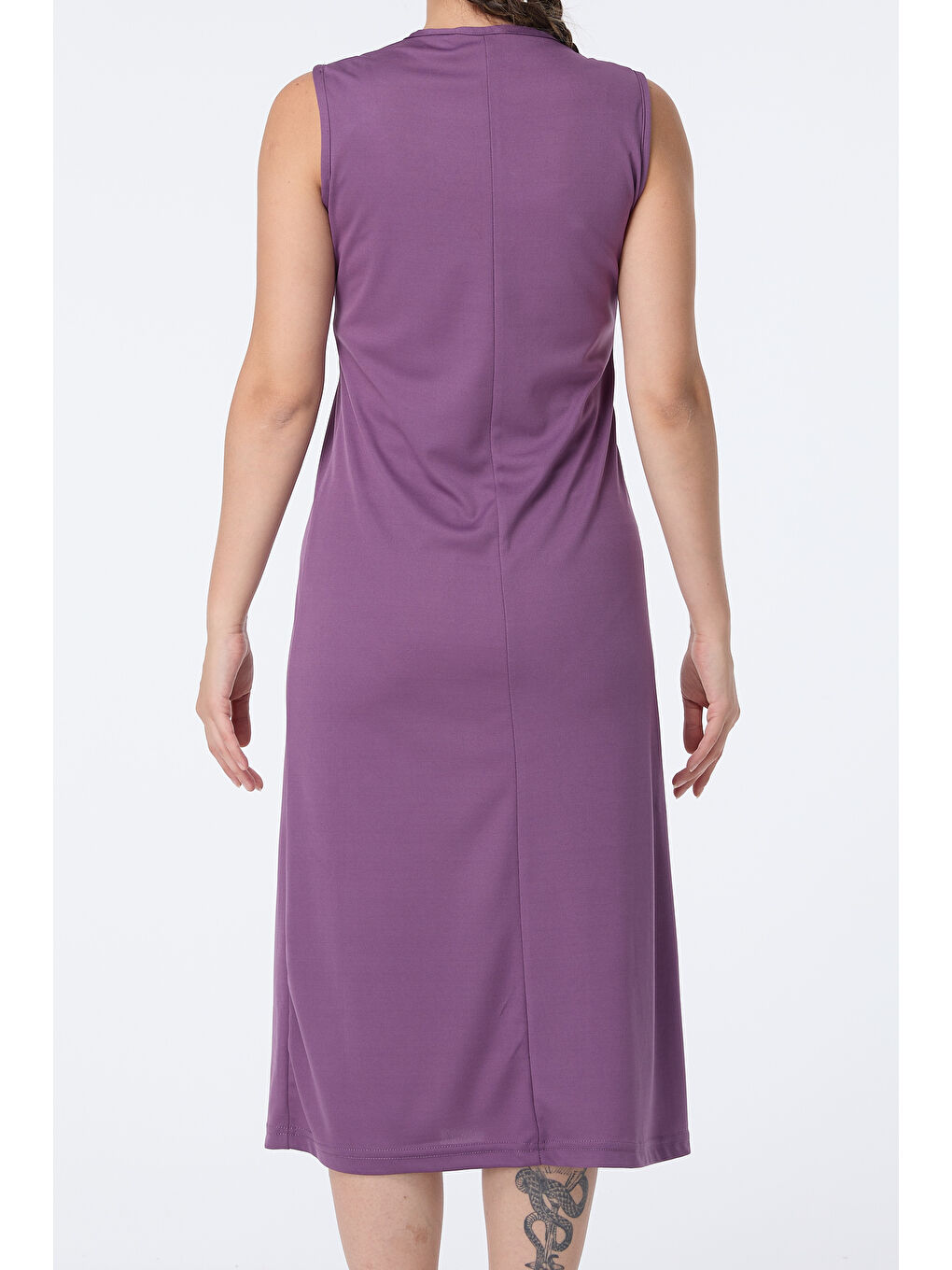 Bisiklet Yaka Kadın Mor Elbise - 13013-4