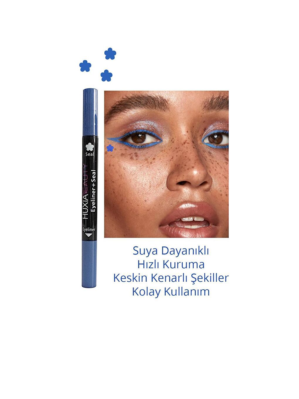 New Obsessions Mavi Çiçek Damgalı Çift Başlı Eyeliner Çabuk Kuruyan Çiçek Eyeliner Damgası - 2