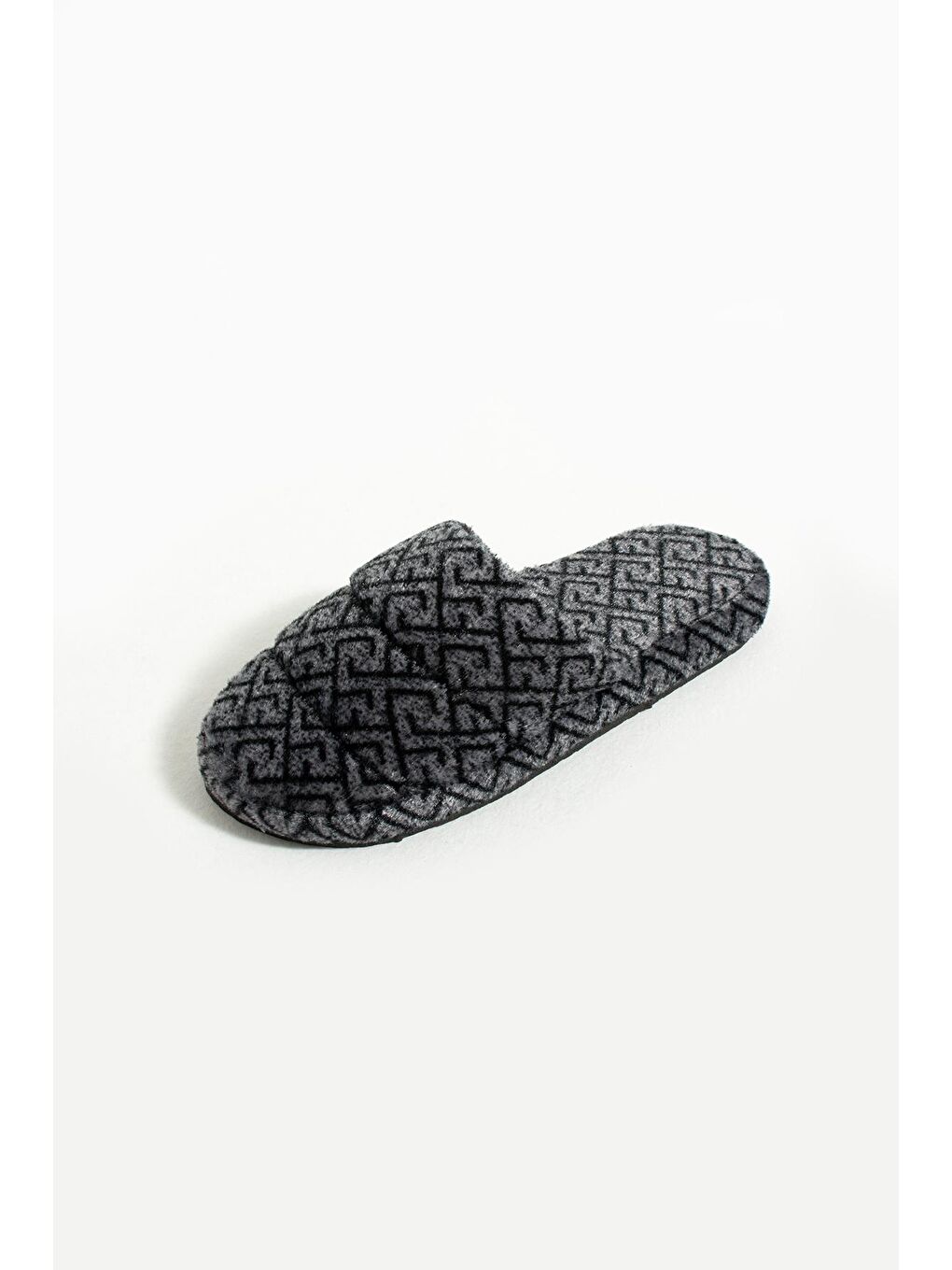 Gri Sessiz Taban Önü Kapalı Erkek Ev Terliği 001-036-23Çizgili-2