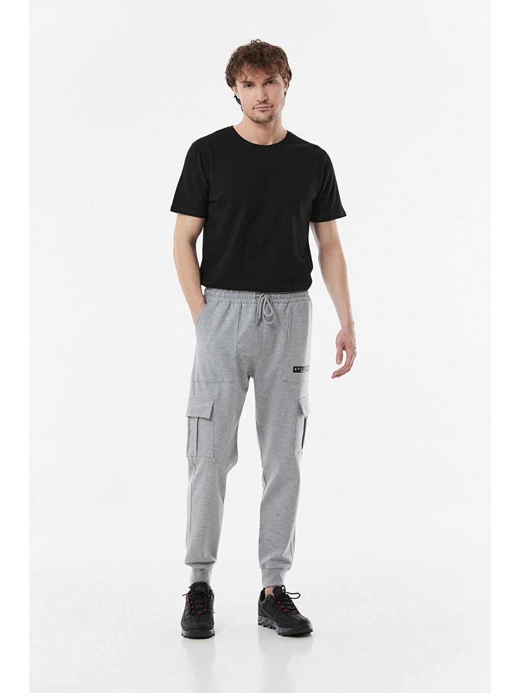 Gri Baskılı Kargo Cepli Eşofman Altı