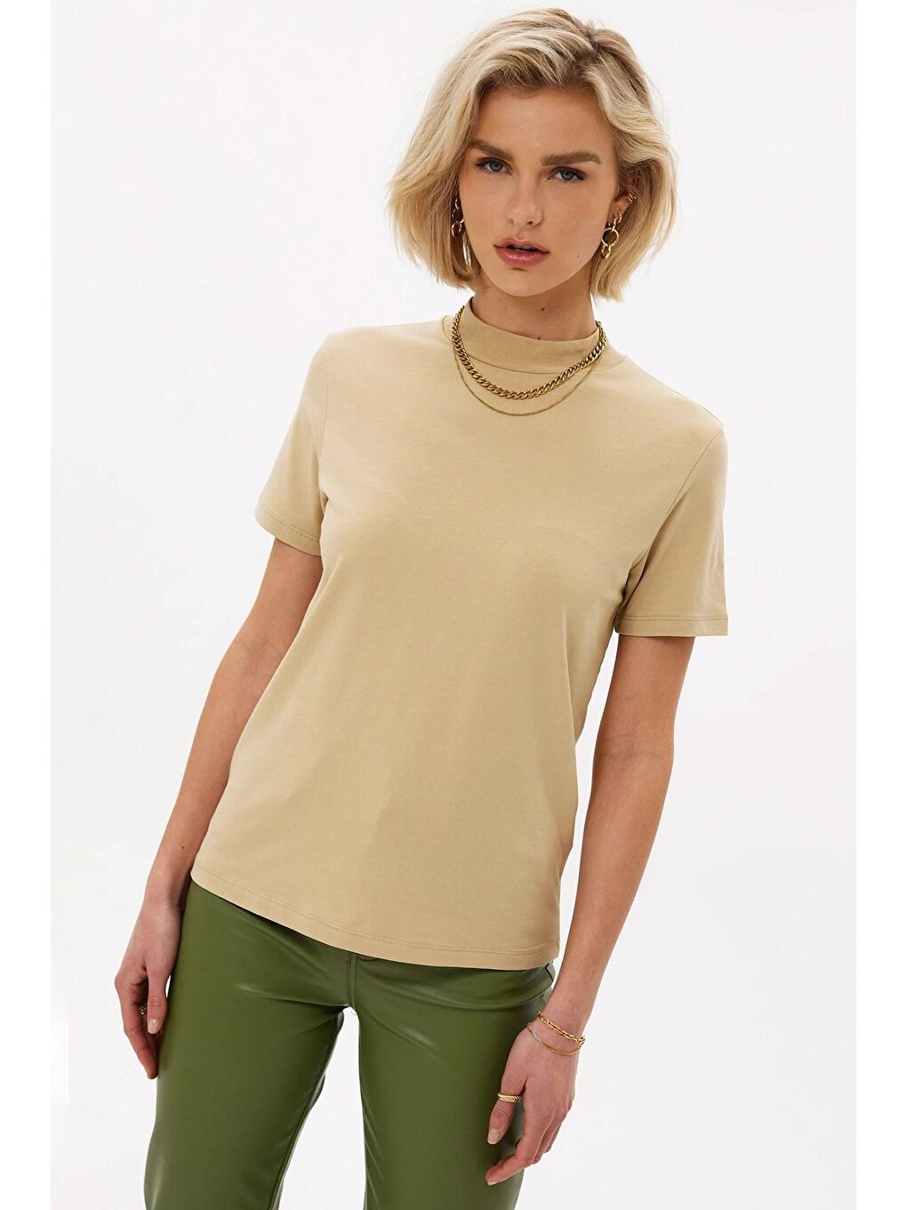 Bej Balıkçı Tişört Mg1066-1